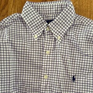 Polo by Ralph Lauren Men's White and Purple Plaid Checked Shirt Small